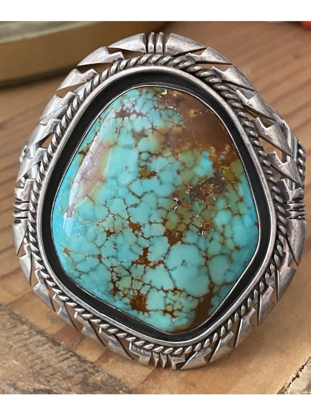 J Nelson Navajo Sterling Large Turquoise Cuff READ Entire Description